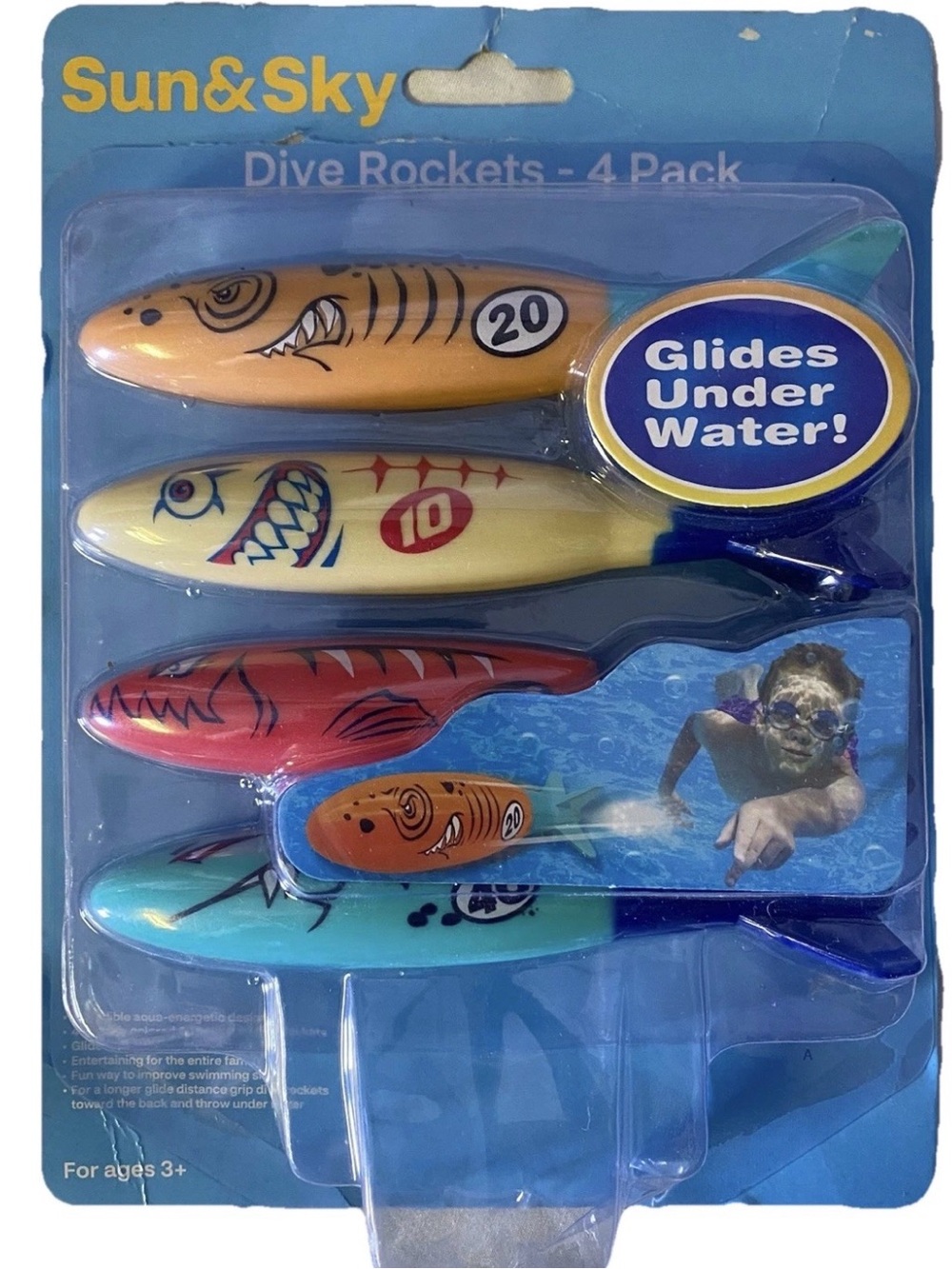 #445| NIB Fun summer bundle:BIG MOUTH GIANT Eyeball 👁️ & 4-pack dive🚀 🚀rockets